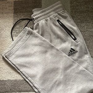 adidas Kids Light Gray Jogger Sweatpants with Black Trim